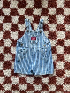 Vintage OshKosh B'gosh Blue and White Striped Short Overalls
